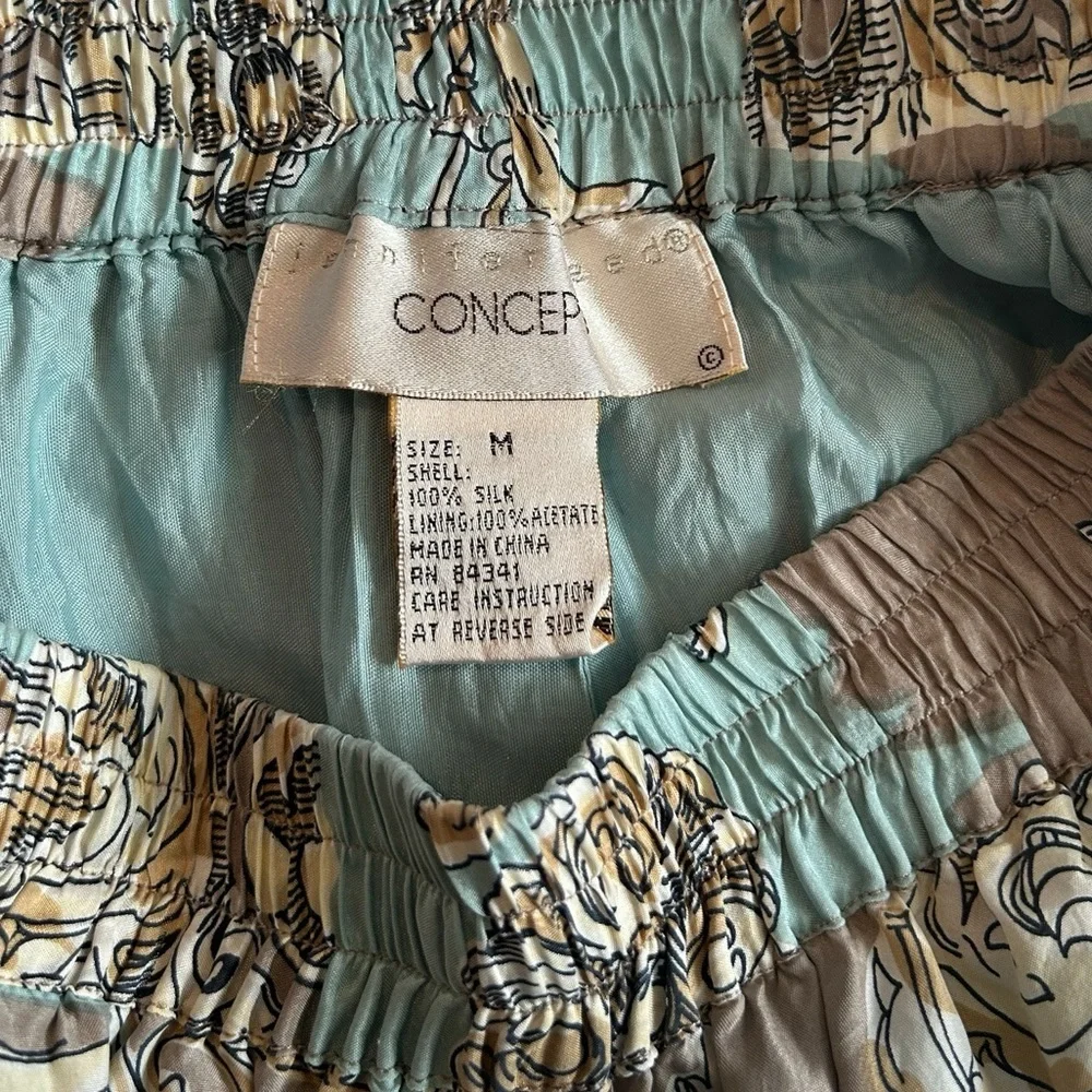 100% Silk 1990s Jennifer Reed Concept Cottagecore Coquette Rococo Print Skirt - Picture 4 of 5